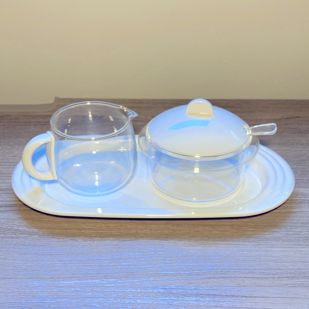 Guzzini Orient Express sugar creamer on tray acrylic glass Italy